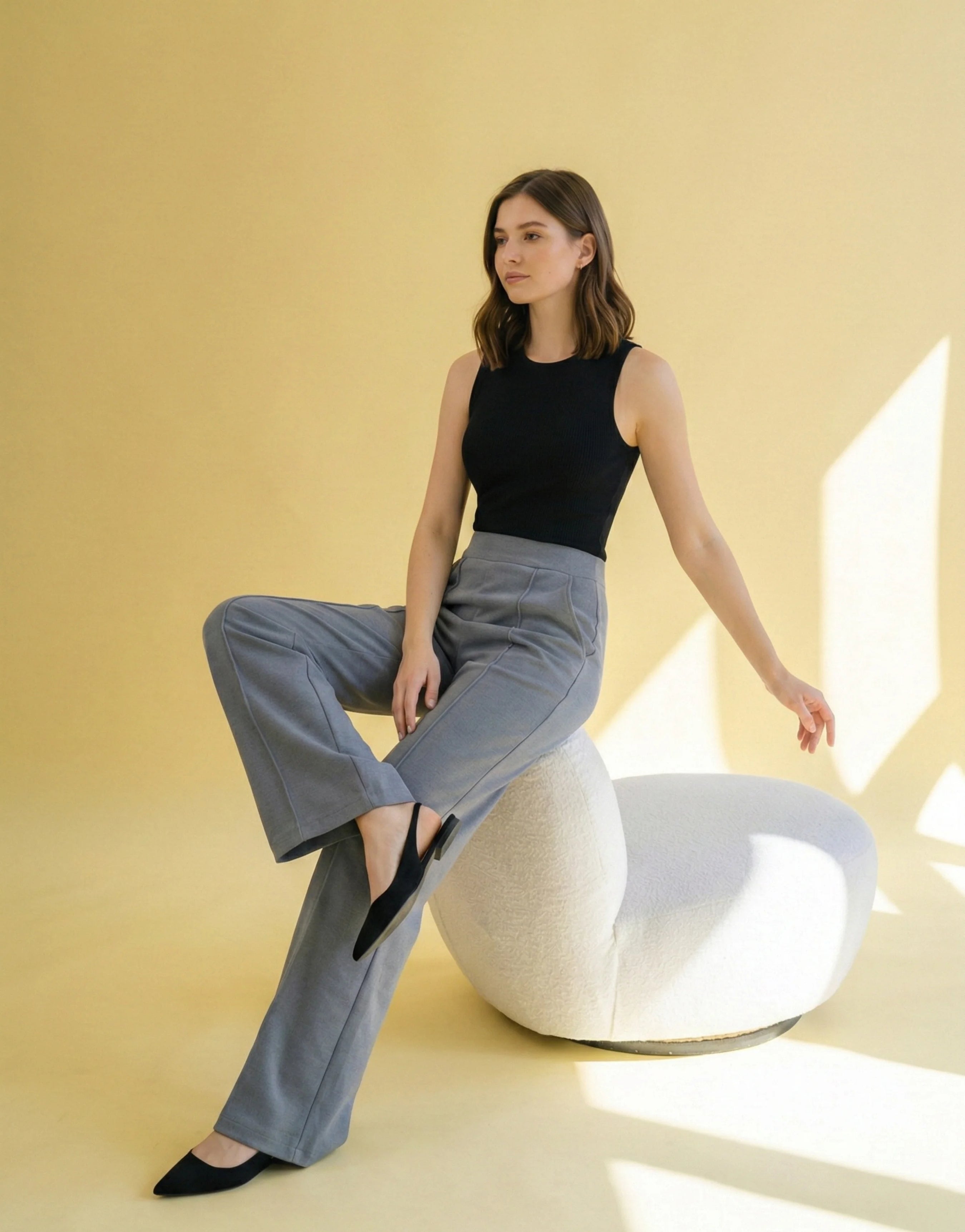 SGW Grey High-Waist Wide-Leg Trouser