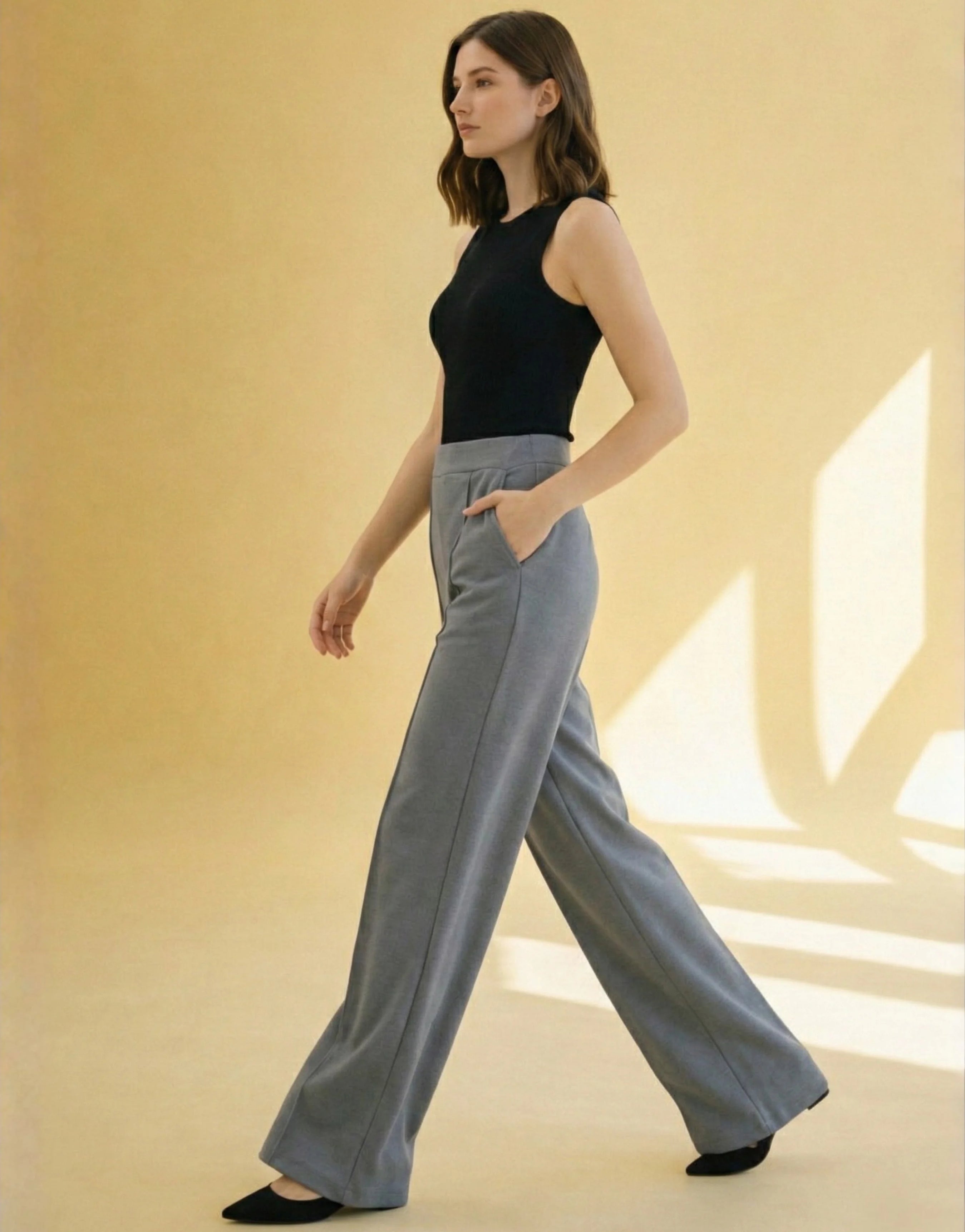 SGW Grey High-Waist Wide-Leg Trouser