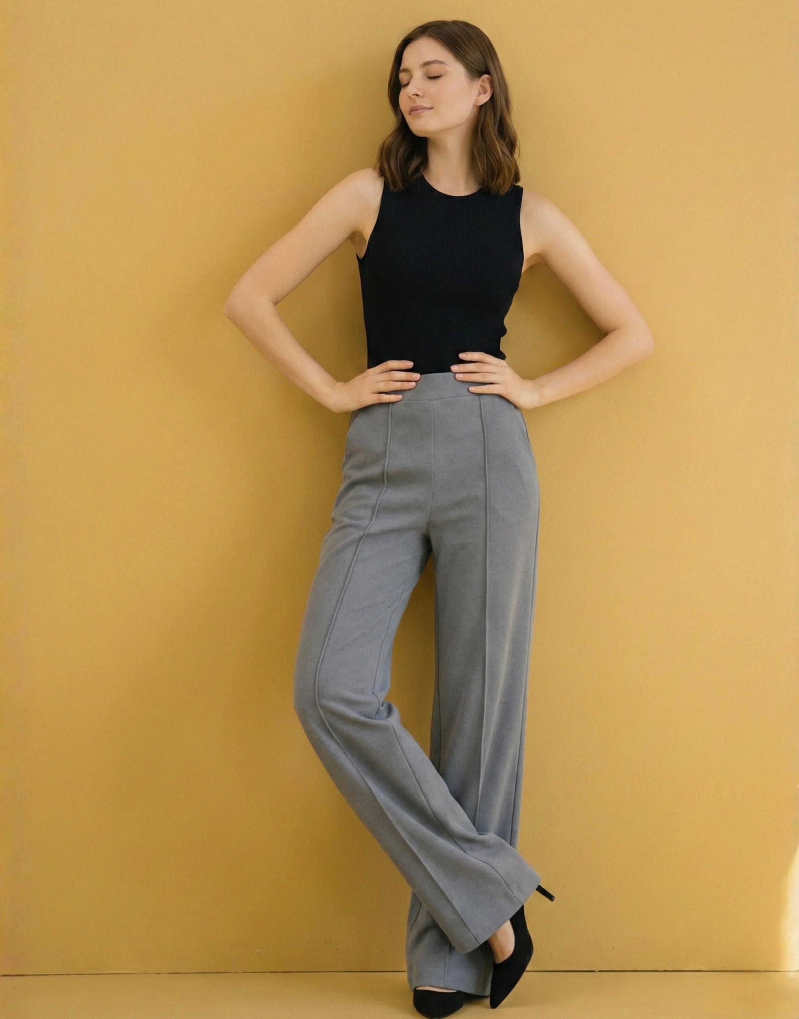 SGW Grey High-Waist Wide-Leg Trouser