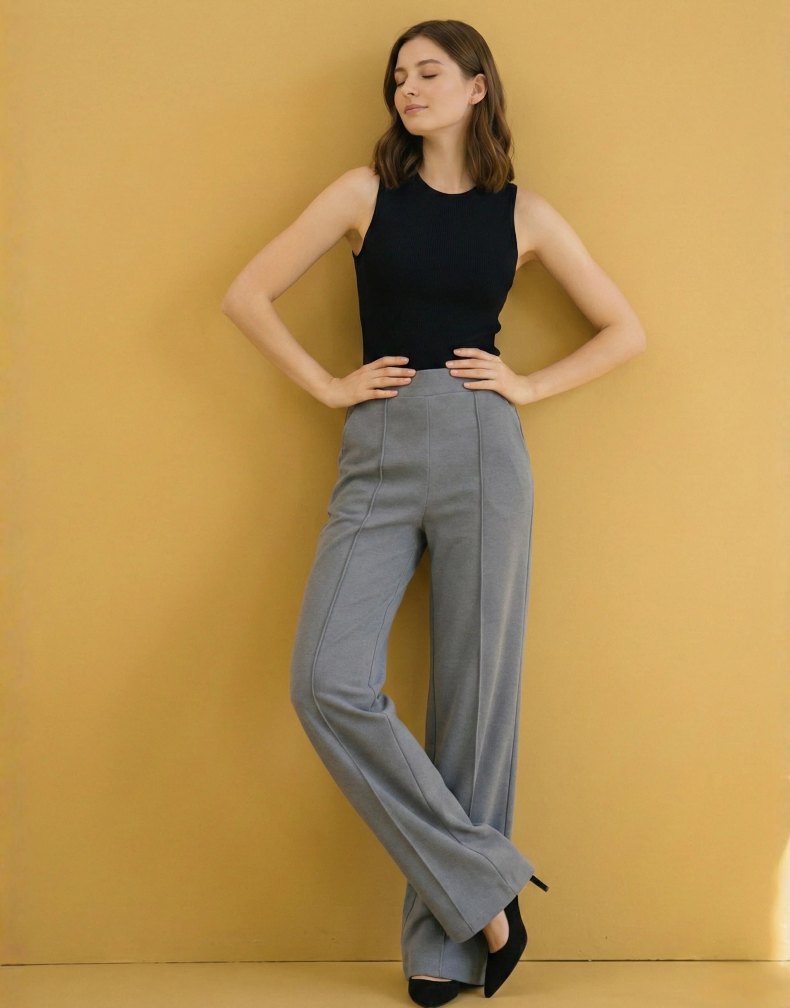 SGW Grey High-Waist Wide-Leg Trouser