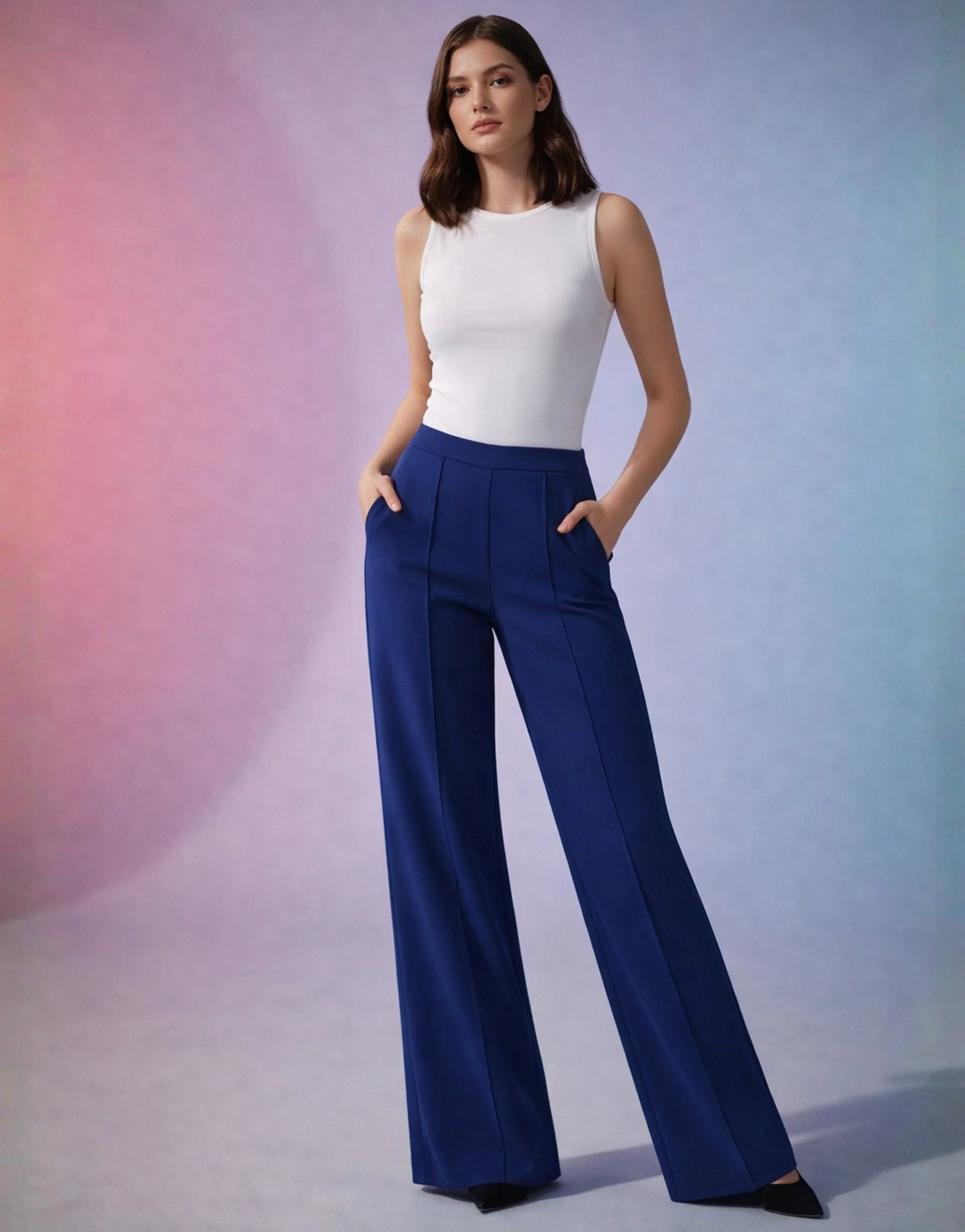 SGW Royal Blue High-Waist Wide-Leg Trouser