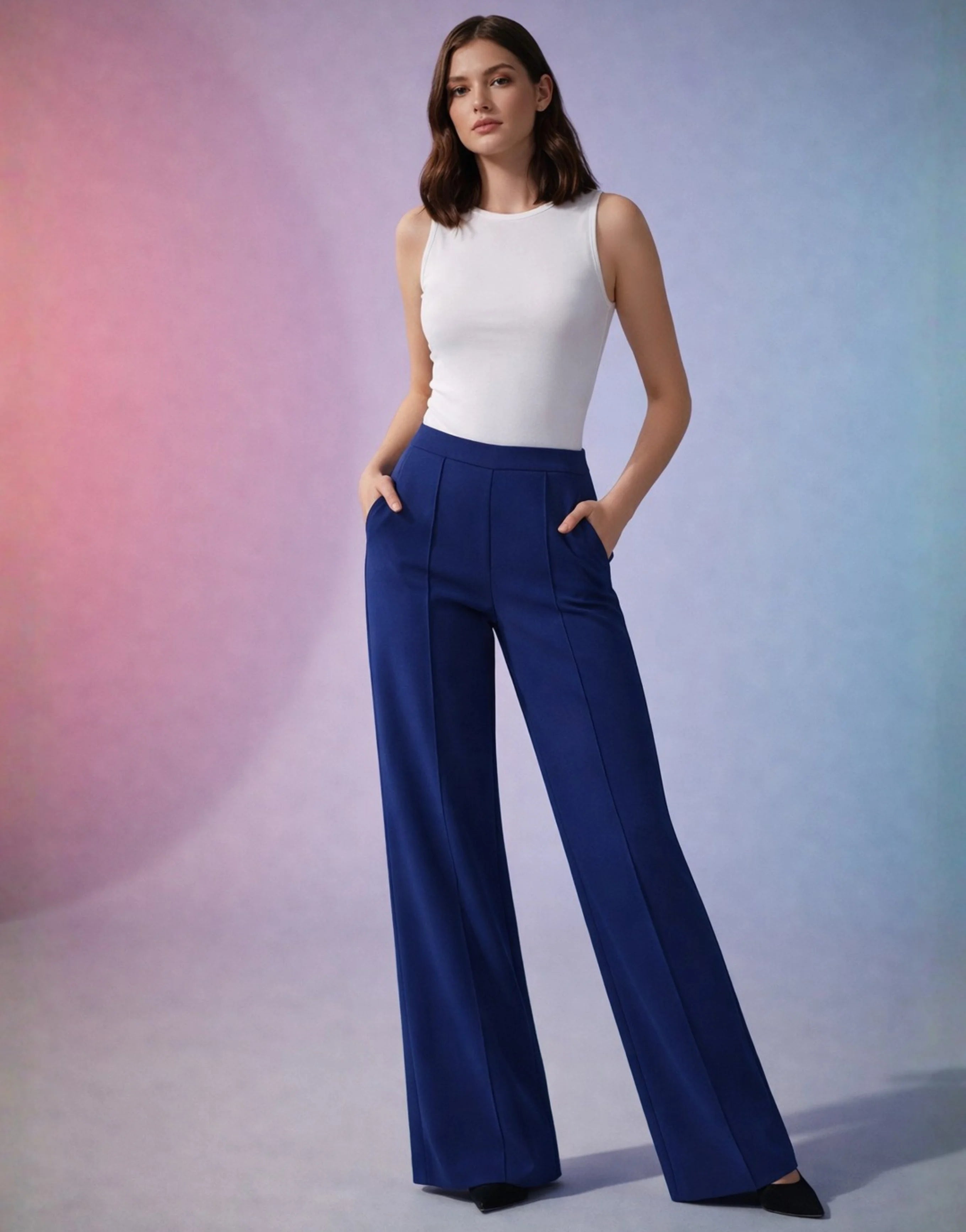 SGW Royal Blue High-Waist Wide-Leg Trouser