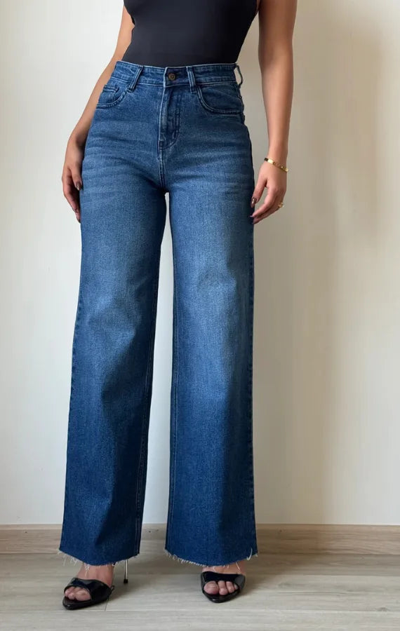 SGW - Twilight Blue Raw Hem Wide Leg Jeans