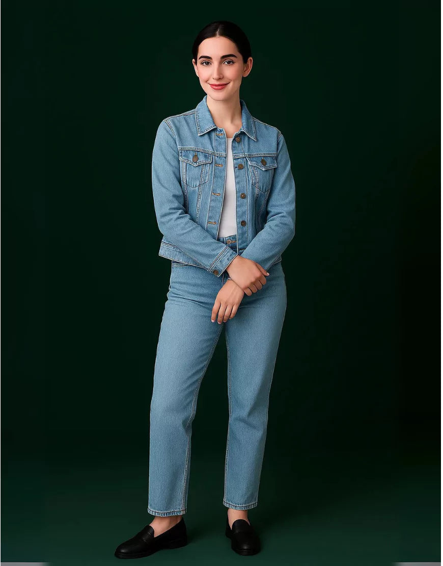 Stylish Women’s Casual Ice Blue Denim Jacket