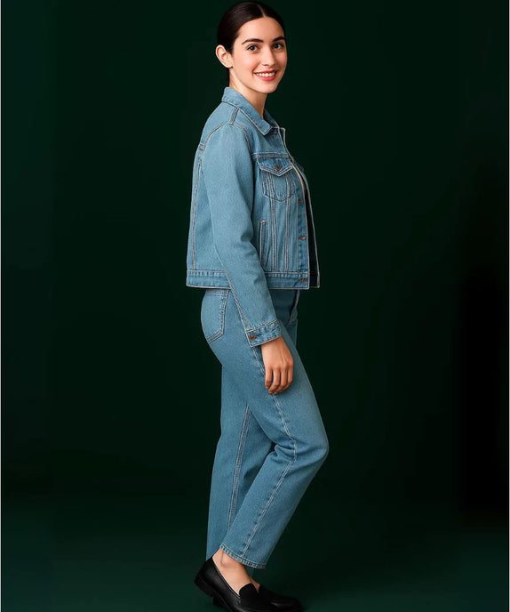 Stylish Women’s Casual Ice Blue Denim Jacket