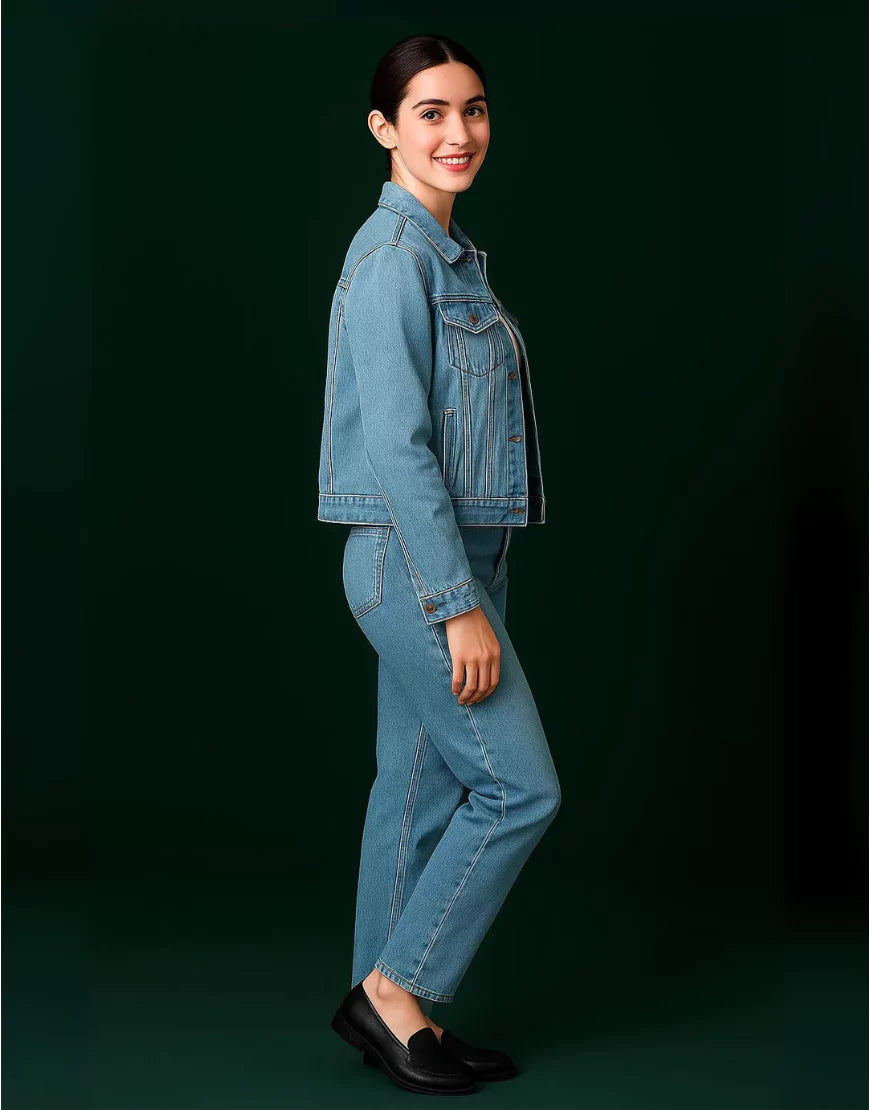 Stylish Women’s Casual Ice Blue Denim Jacket