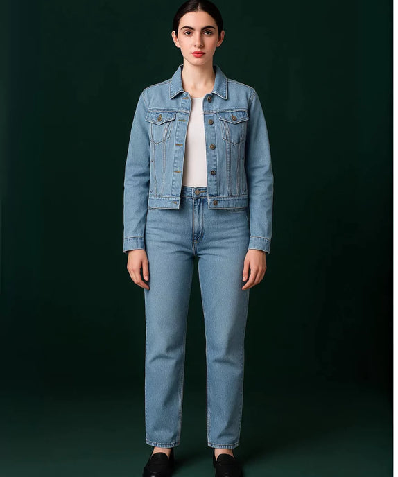 Stylish Women’s Casual Ice Blue Denim Jacket