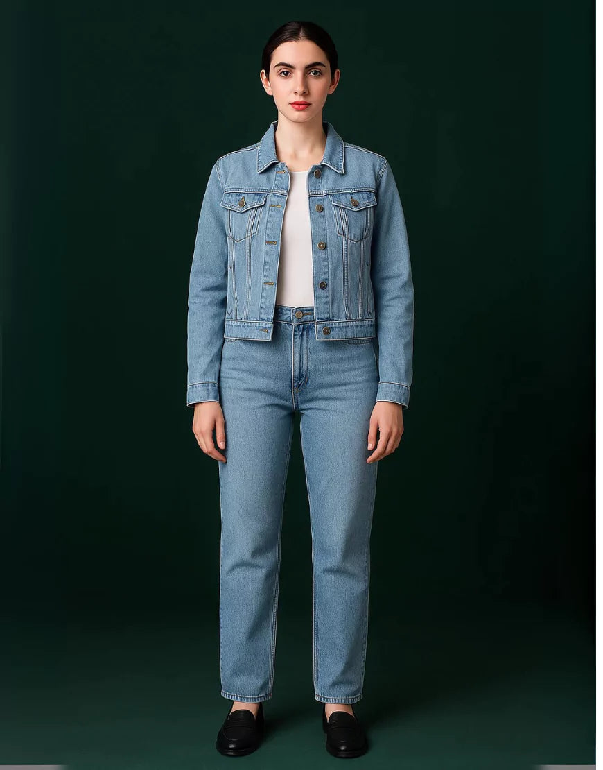 Stylish Women’s Casual Ice Blue Denim Jacket