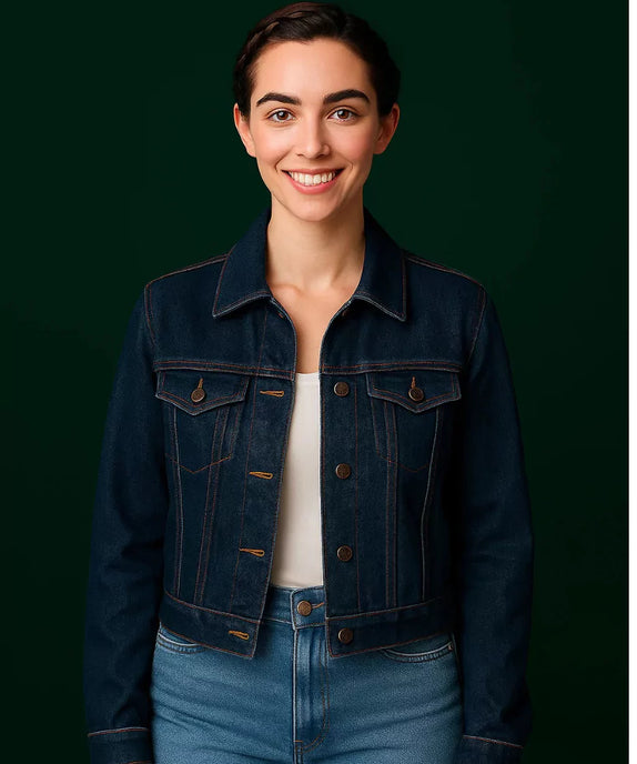 Tailored Dark Blue Denim Jacket - SelectGraceWear