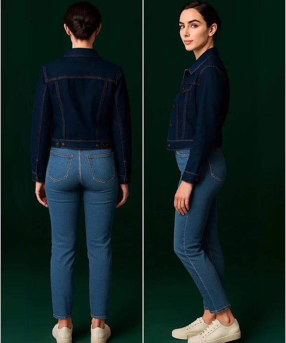 Tailored Dark Blue Denim Jacket - SelectGraceWear