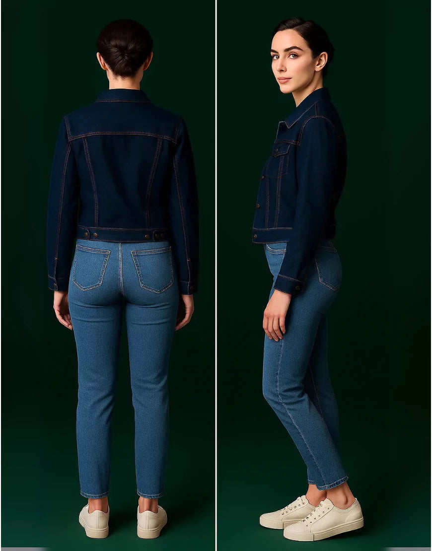 Tailored Dark Blue Denim Jacket - SelectGraceWear