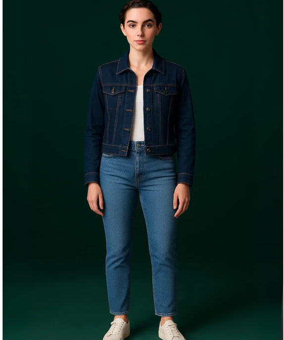 Tailored Dark Blue Denim Jacket - SelectGraceWear