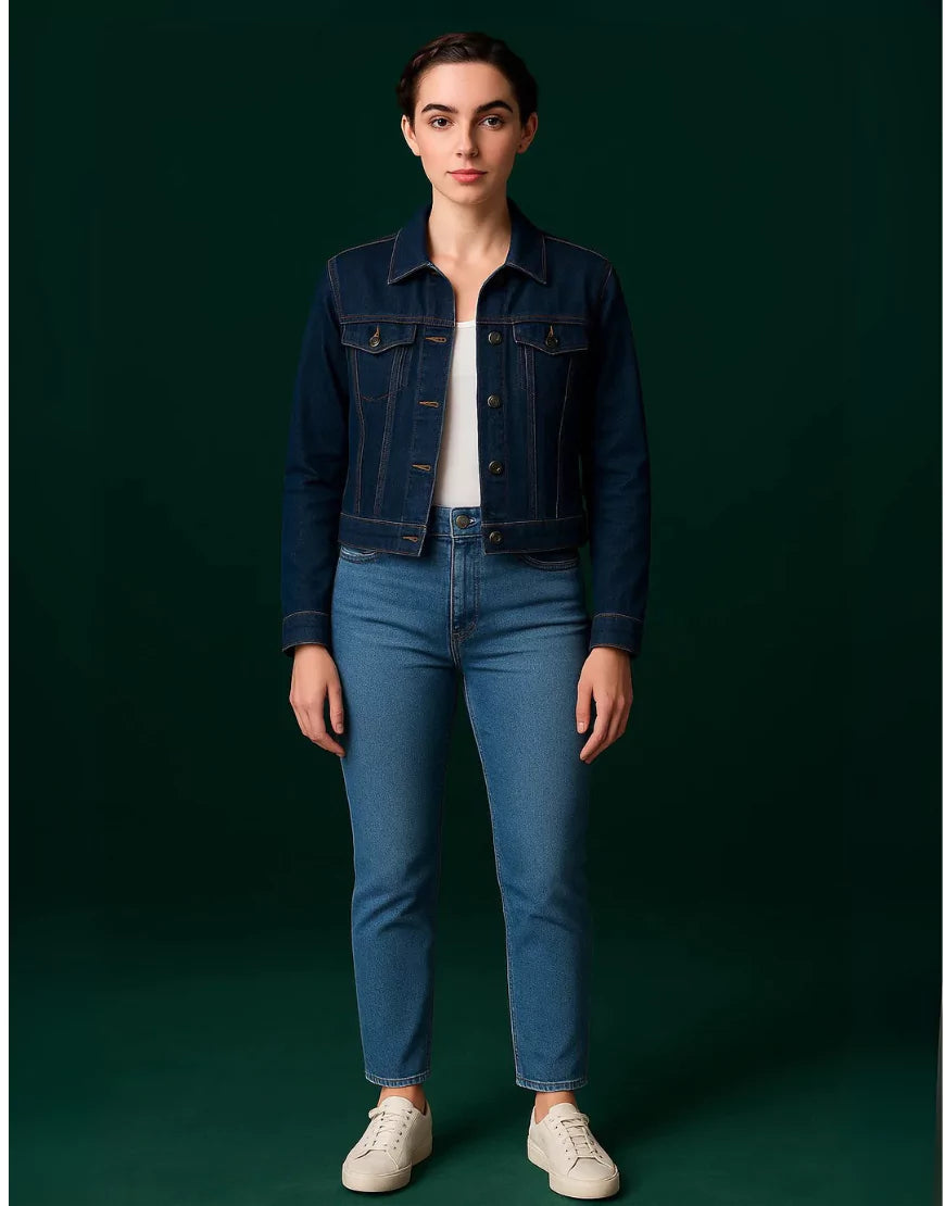 Tailored Dark Blue Denim Jacket - SelectGraceWear