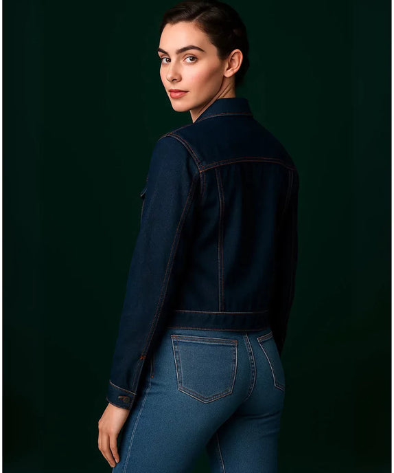 Tailored Dark Blue Denim Jacket - SelectGraceWear