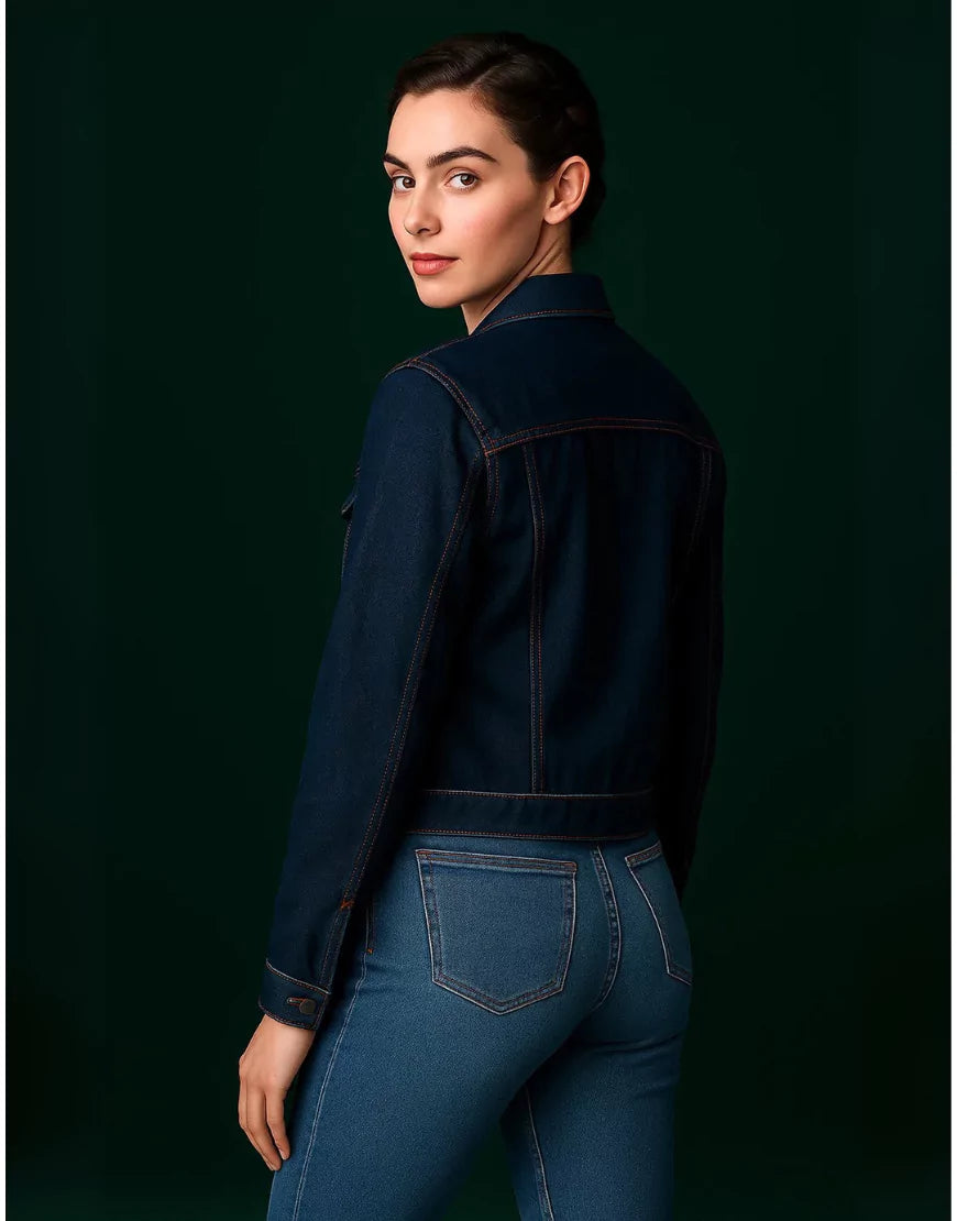 Tailored Dark Blue Denim Jacket - SelectGraceWear