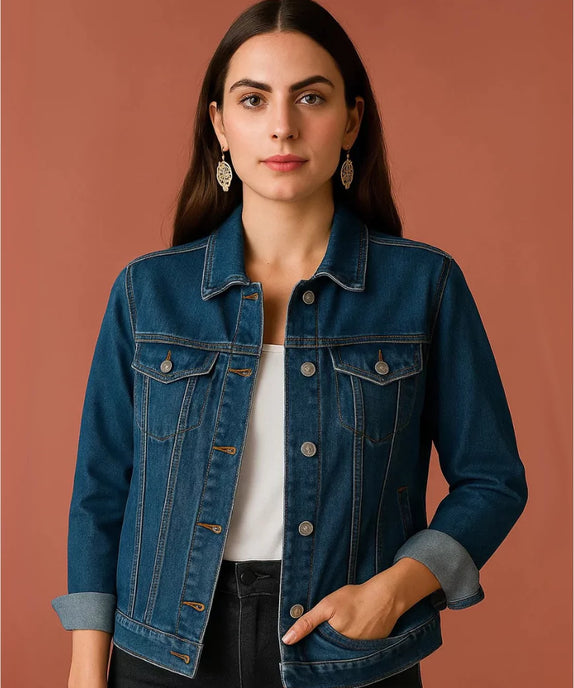 Tailored Mid Blue Denim Jacket - SelectGraceWear