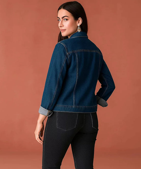 Tailored Mid Blue Denim Jacket - SelectGraceWear