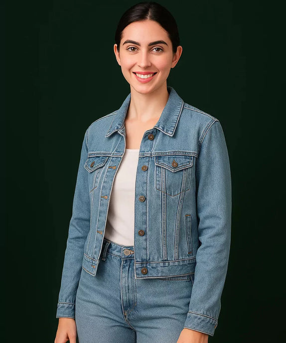 Stylish Women’s Casual Ice Blue Denim Jacket