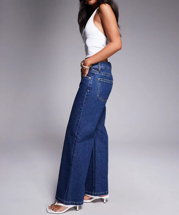 SGW Dark Wash Blue Super Low Wide Leg Jeans