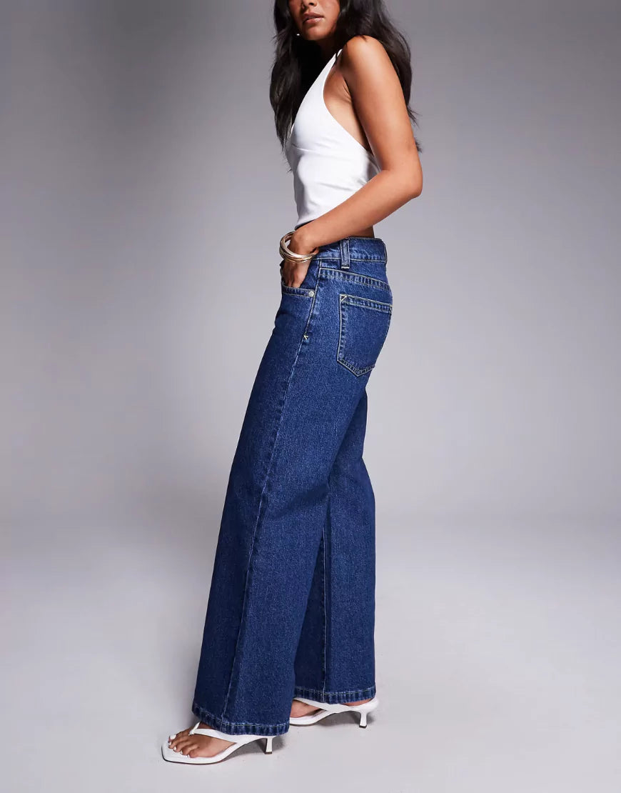 SGW Dark Wash Blue Super Low Wide Leg Jeans