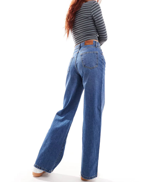 SGW Mid Blue High Waist Wide Leg Baggy Jeans