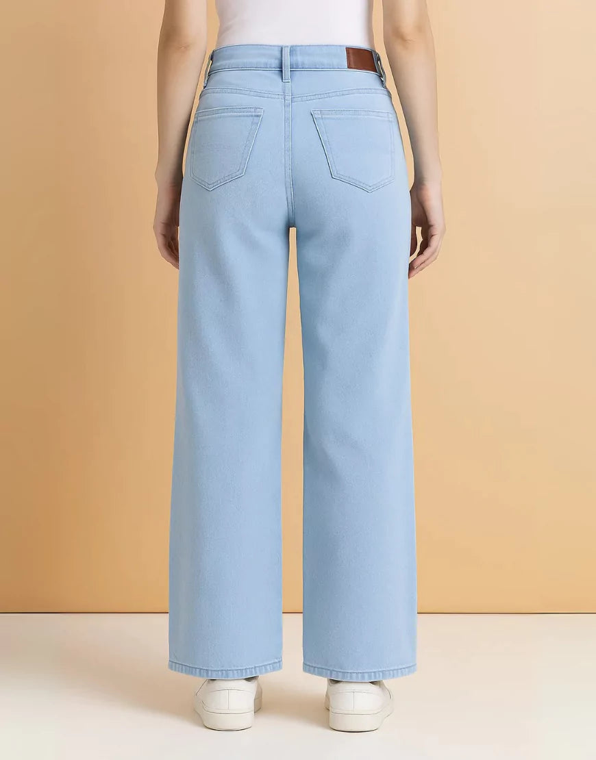SGW Light Blue High Waist Wide Leg Baggy Jeans