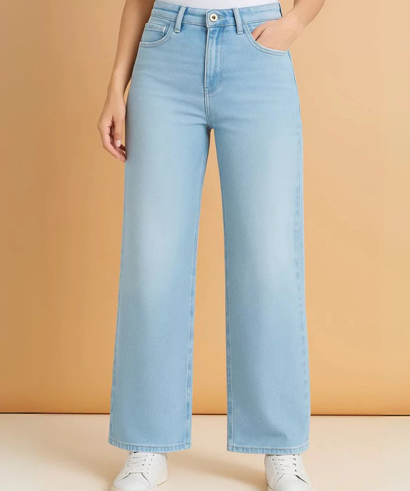 SGW Light Blue High Waist Wide Leg Baggy Jeans