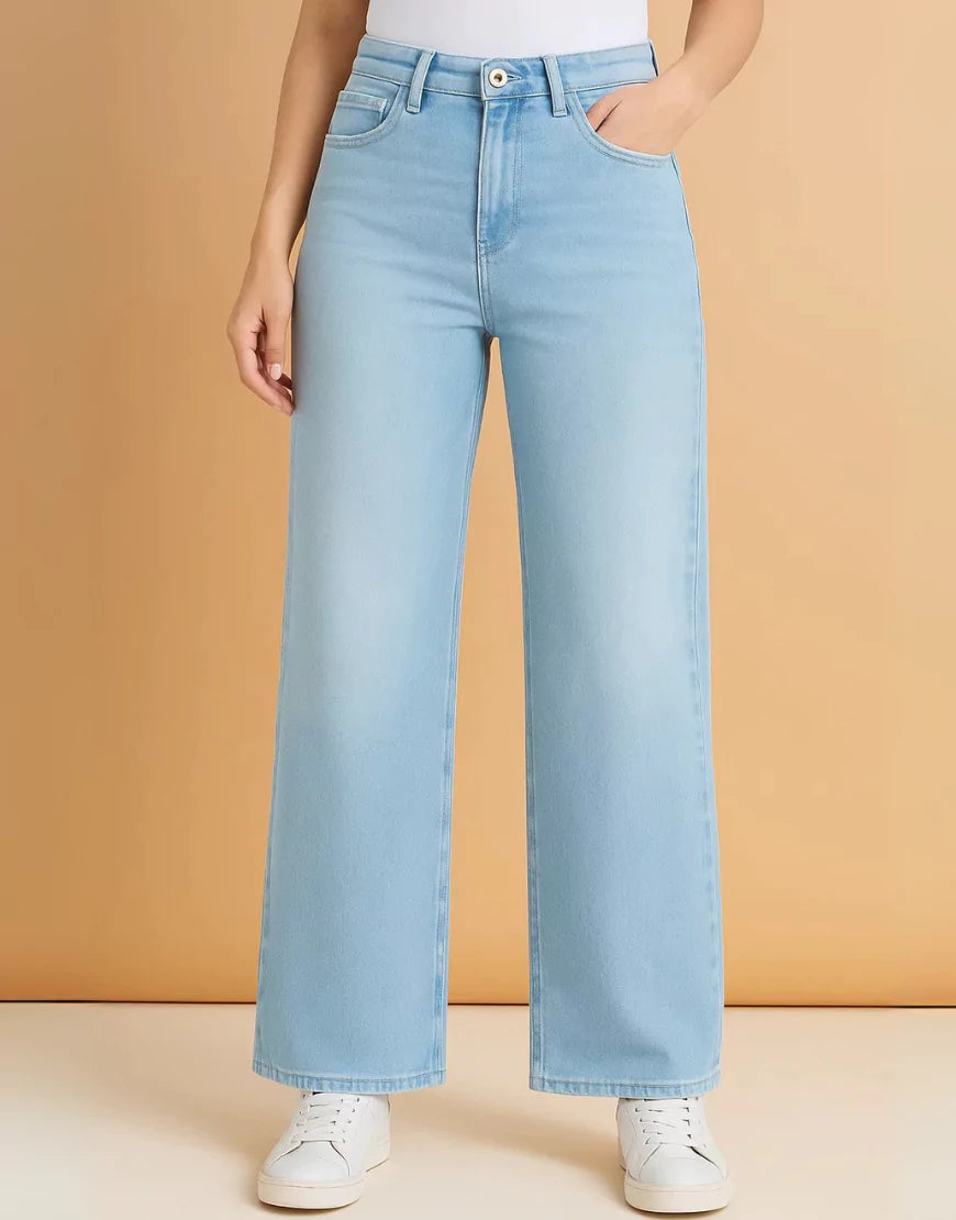 SGW Light Blue High Waist Wide Leg Baggy Jeans