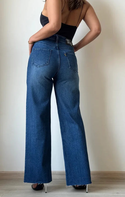 SGW - Twilight Blue Raw Hem Wide Leg Jeans