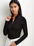 SGW Black Mock Zip Knit Tee - Full Sleeves