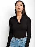 SGW Black Mock Zip Knit Tee - Full Sleeves