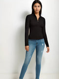 SGW Black Mock Zip Knit Tee - Full Sleeves