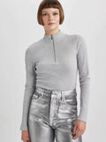 SGW Grey Mock Zip Knit Tee - Full Sleeves