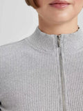 SGW Grey Mock Zip Knit Tee - Full Sleeves