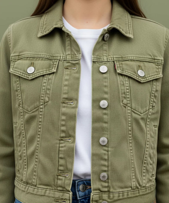 Women’s Olive Green Denim Jacket