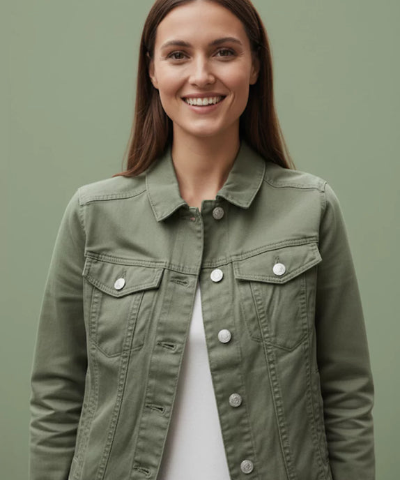 Women’s Olive Green Denim Jacket