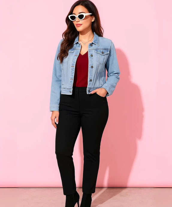 Women's light blue denim jacket