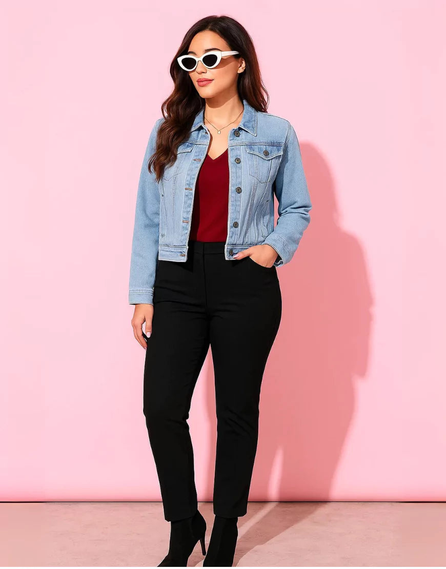 Women's light blue denim jacket