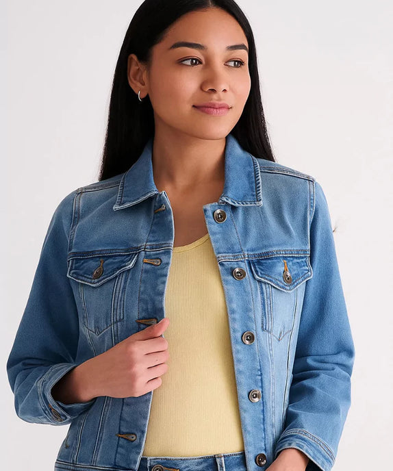 Women’s Casual Ice Blue Washed Denim Jacket