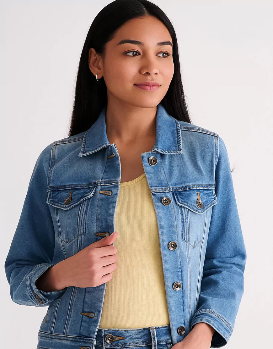 Women’s Casual Ice Blue Washed Denim Jacket