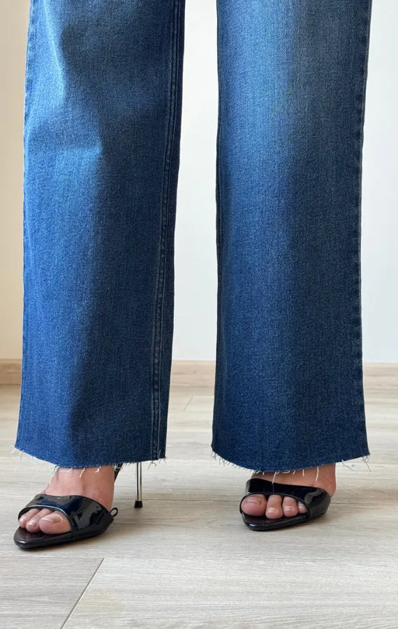 SGW - Twilight Blue Raw Hem Wide Leg Jeans