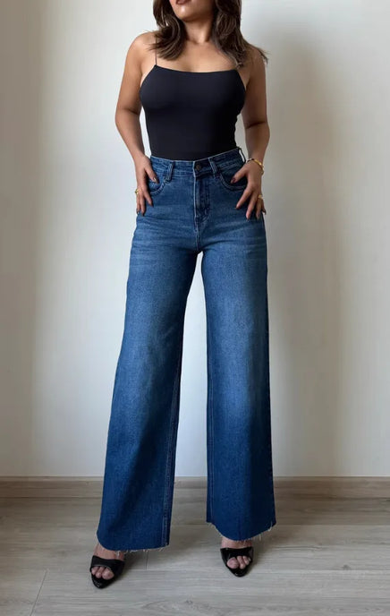 SGW - Twilight Blue Raw Hem Wide Leg Jeans