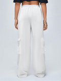 SGW - Pure White High-Waisted Cargo Sweatpants