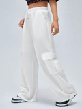 SGW - Pure White High-Waisted Cargo Sweatpants